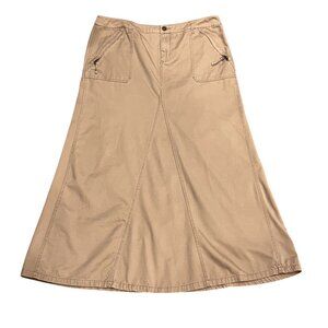 Stamp 10 Vintage Khaki Maxi Skirt, Cotton, 14